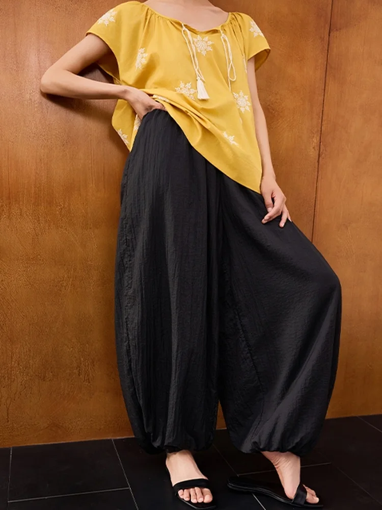 

Jiancha Summer Ultra-Thin Sun-Protective Casual Lantern Pants High Waist Straight Leg Commute Sle Nylon Fabric Ladies Trousers