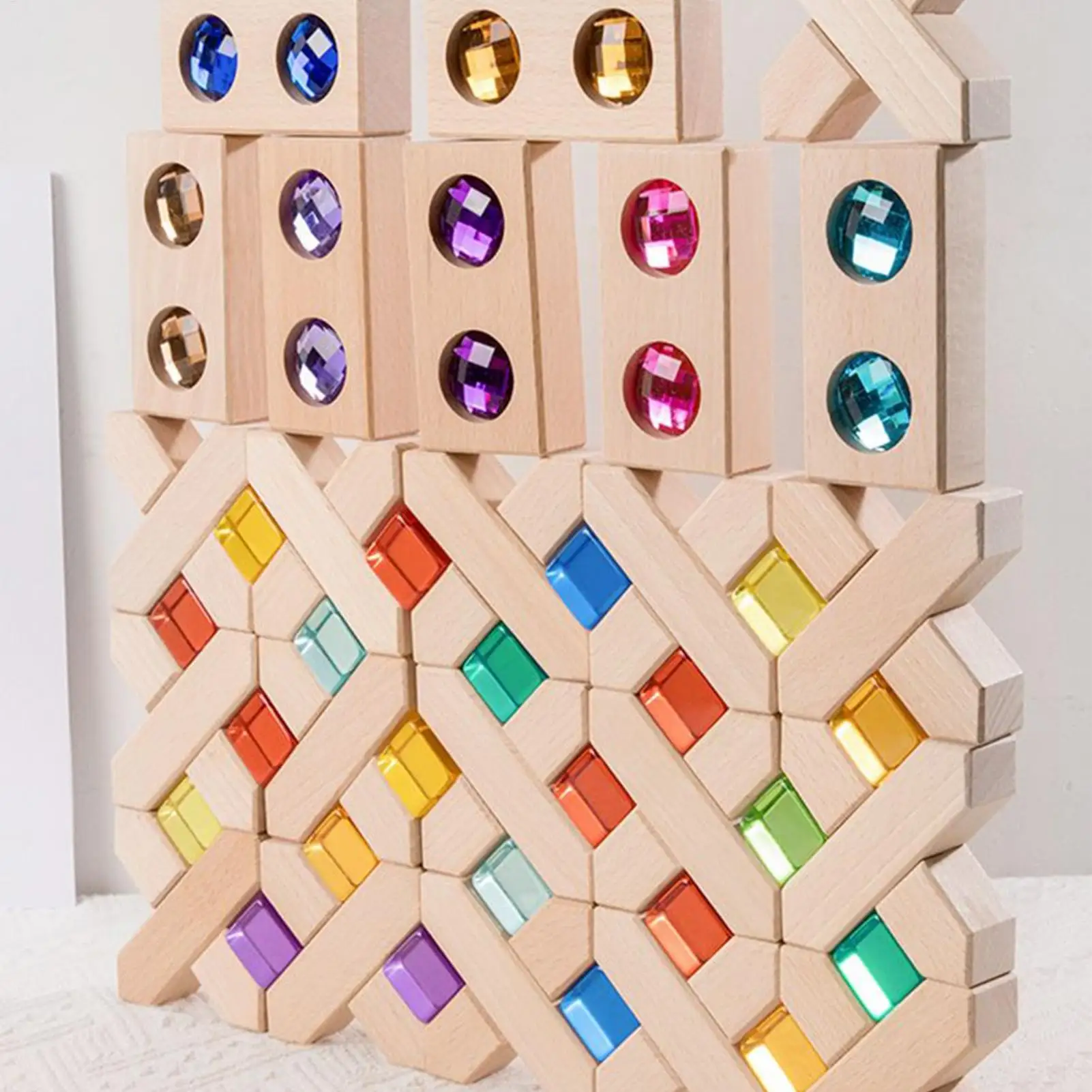 Blocs arc-en-ciel, jouets de développement précoce, jeu d'empilage Portable pour enfants garçons filles, maison école voyage fête salle de classe anniversaire