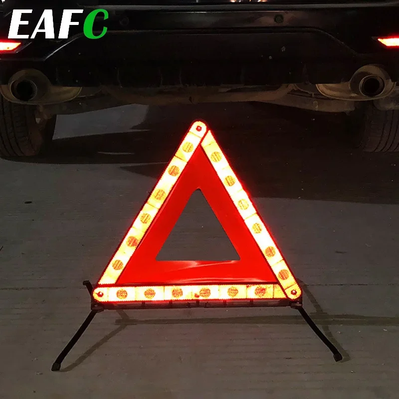 Car Emergency Breakdown Warning Triangle Red Reflective Safety Hazard Car Tripod Foldable Dangerous Failure Stop Sign Reflector