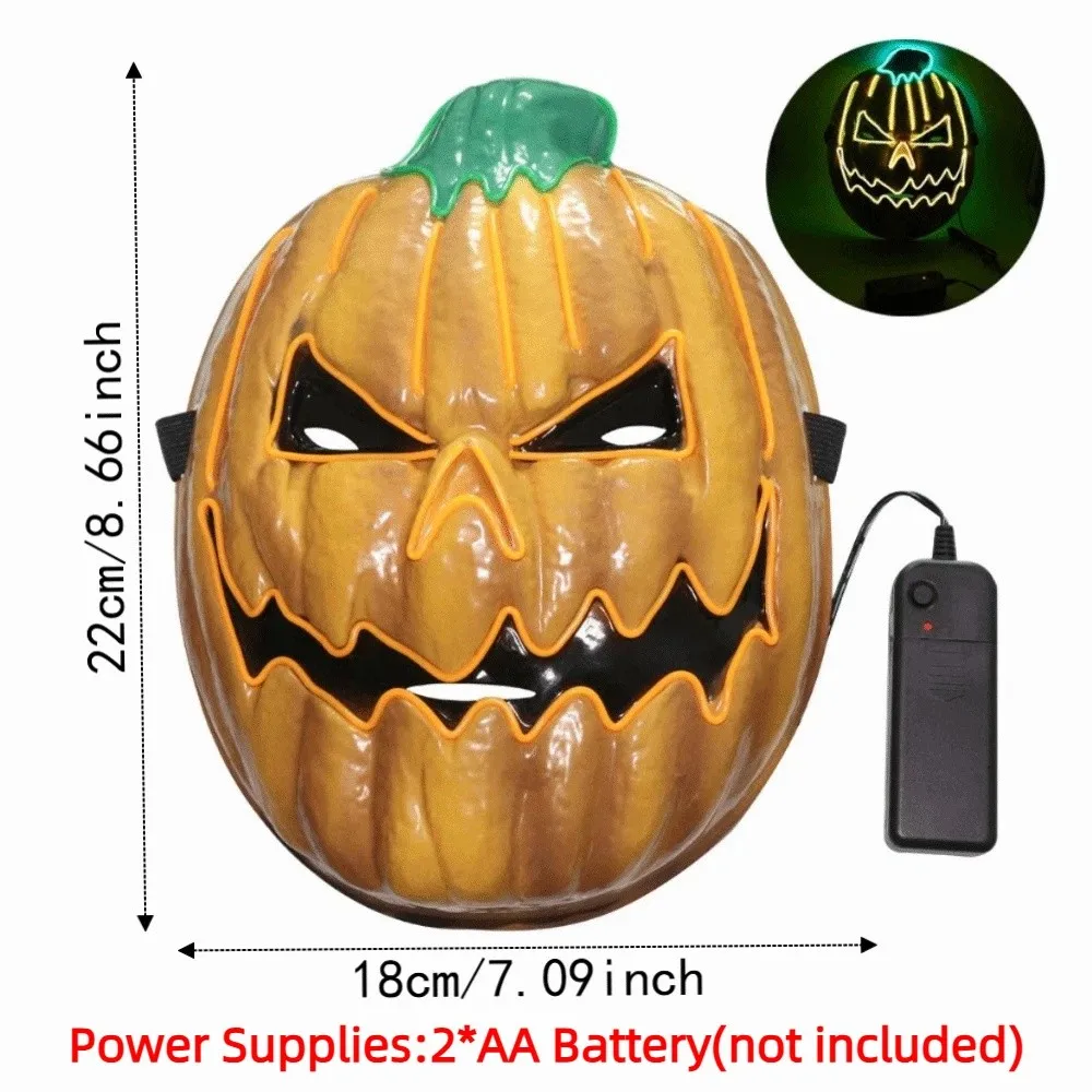 Novelty Realistic LED Pumpkin Mask Spooky Orange Light Up Mask Funny Breathable Halloween Glowing Mask Halloween Party