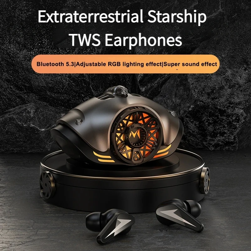 

Беспроводные наушники Mecha Starship Bluetooth 5.4 с магнитным креплением, Hi-Fi, для игр и спорта, с RGB-подсветкой, сенсорным управлением, для прослушивания музыки и игр
