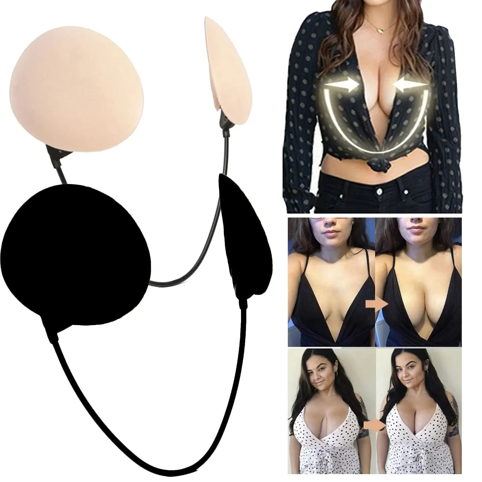 

Summer Thin Gather Nipple Patch Underwear Accessories Deep Plunge Bra Kit Push-Up Frontless Bra Backless Strapless Bra for Dress