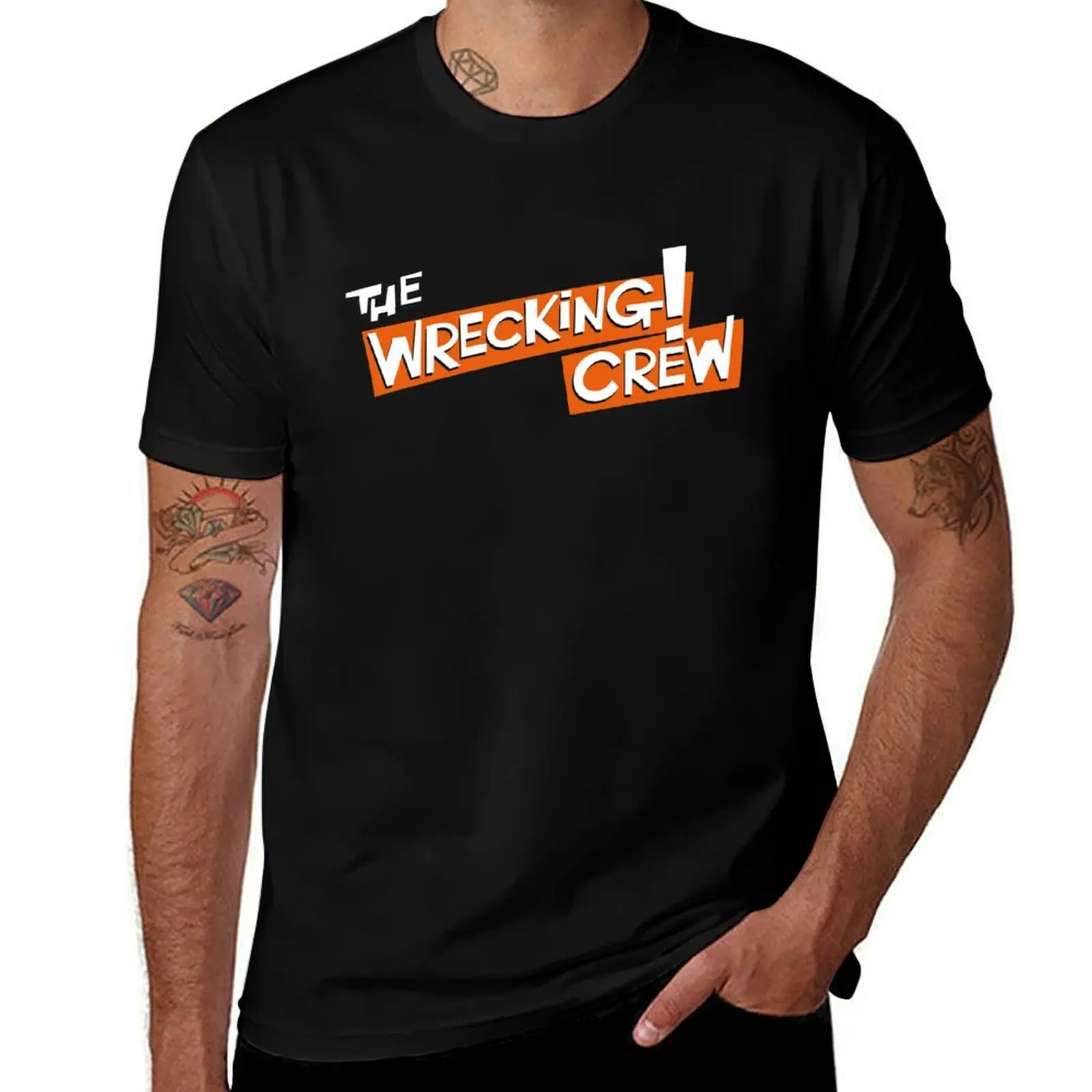 THE WRECKING CREW T-Shirt Vintage Print Crew Neck Tee T-Shirt