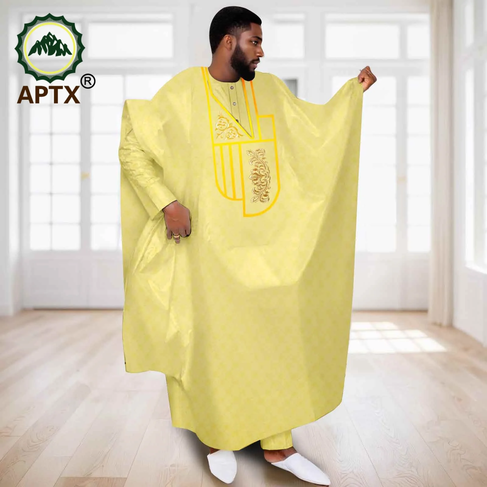 APTX African Clothes for Men Muslim Robe White Tradition Wedding Party Suit Shirt Pants 3 Pcs Set Dashiki Agbada Ramada 2516047