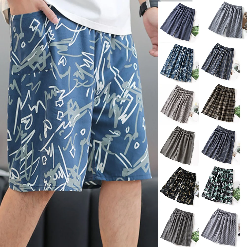 Summer Pajamas Mens Cotton And Silk Pajae Shorts Plus Size Beach Pants Loose Home Shorts Underwear Sleep Bottoms Daily Knickers