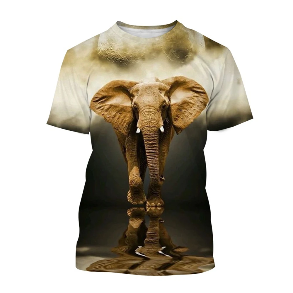 الصيف الأكثر مبيعا المألوف متعة لطيف الحيوان الفيل ثلاثية الأبعاد تي شيرت مطبوع مع جولة الرقبة عارضة مريحة قصيرة الأكمام