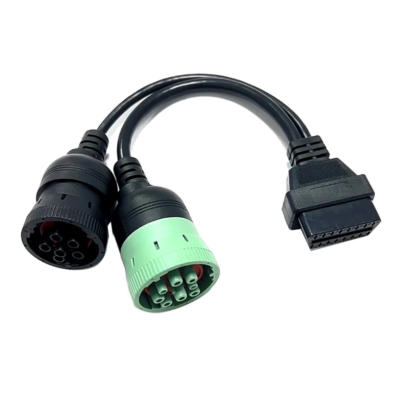 9 Pin and 6 Pin Y-Cable to OBD 2 Extension Splitter 9 Pin J1939 & 6Pin J1708 to 16 Pin Adapter,OBD2 Splitter Cable