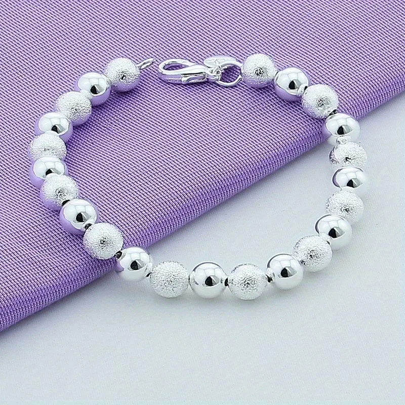 Luxuriöses 925er Sterlingsilber-Armband mit Perlenkette für Damen und Herren, Nischenschmuck, modisches Hochzeitsgeschenk, edles Geschenk.