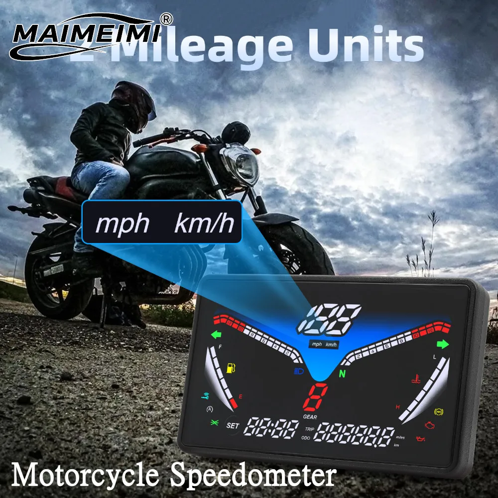 

5inch 12V Universal Motorcycle Speed Dashboard Digital 12000rpm Tachometer Odometer Fuel Level Gauge Water Temp Gear Turn Signal