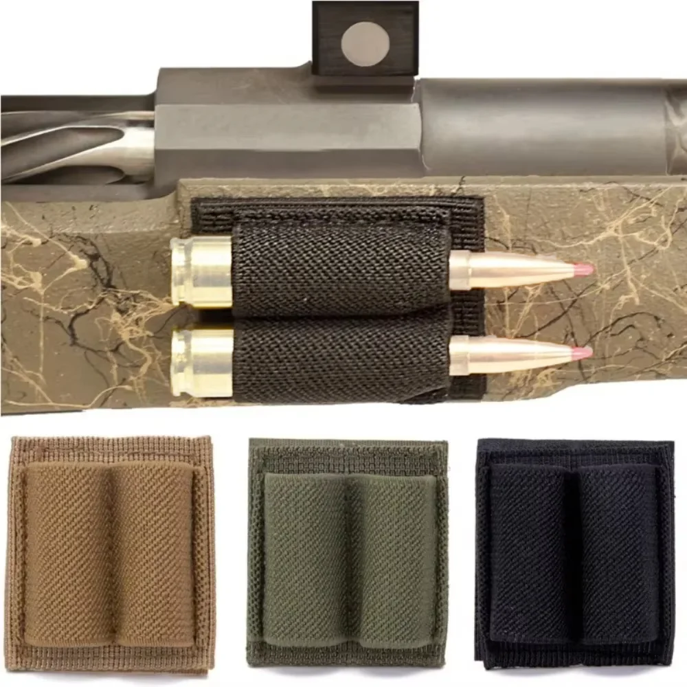 DIZETION Tactical Patch 2-Round Holder Adhesive 2 Hole Cartridges Hook Loop Patch Hunting Rifles M4 Shotgun Bullet Pouch