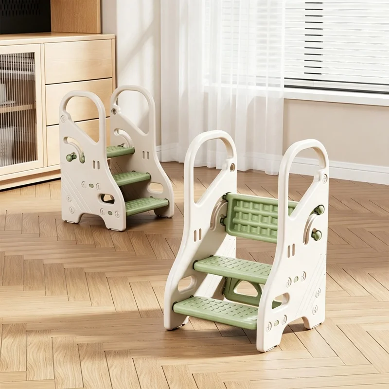 3 Step Stool Step Stool Wash Basin Ladder Non-Slip Wide Plastic Foot Stool Kids Bathroom Step Easy Assembly with Handles Stool