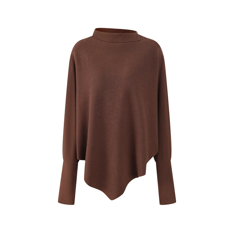 

Autumn Winter Women's New Loose Collared Bat Sleeve Knitted Sweater Korean Version Fashionable Irregular Pullover Sweater S268