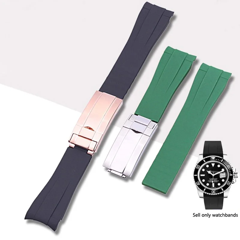 Correa de goma para reloj Rolex, cadena de reloj resistente al agua de silicona, color negro, verde, azul, Water Ghost Ditongna GMT, 20mm