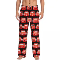 Custom Print Lightning Mcqueen Cartoon Cars Pajama Pants for Men Sleep Sleepwear Bottoms with Pockets