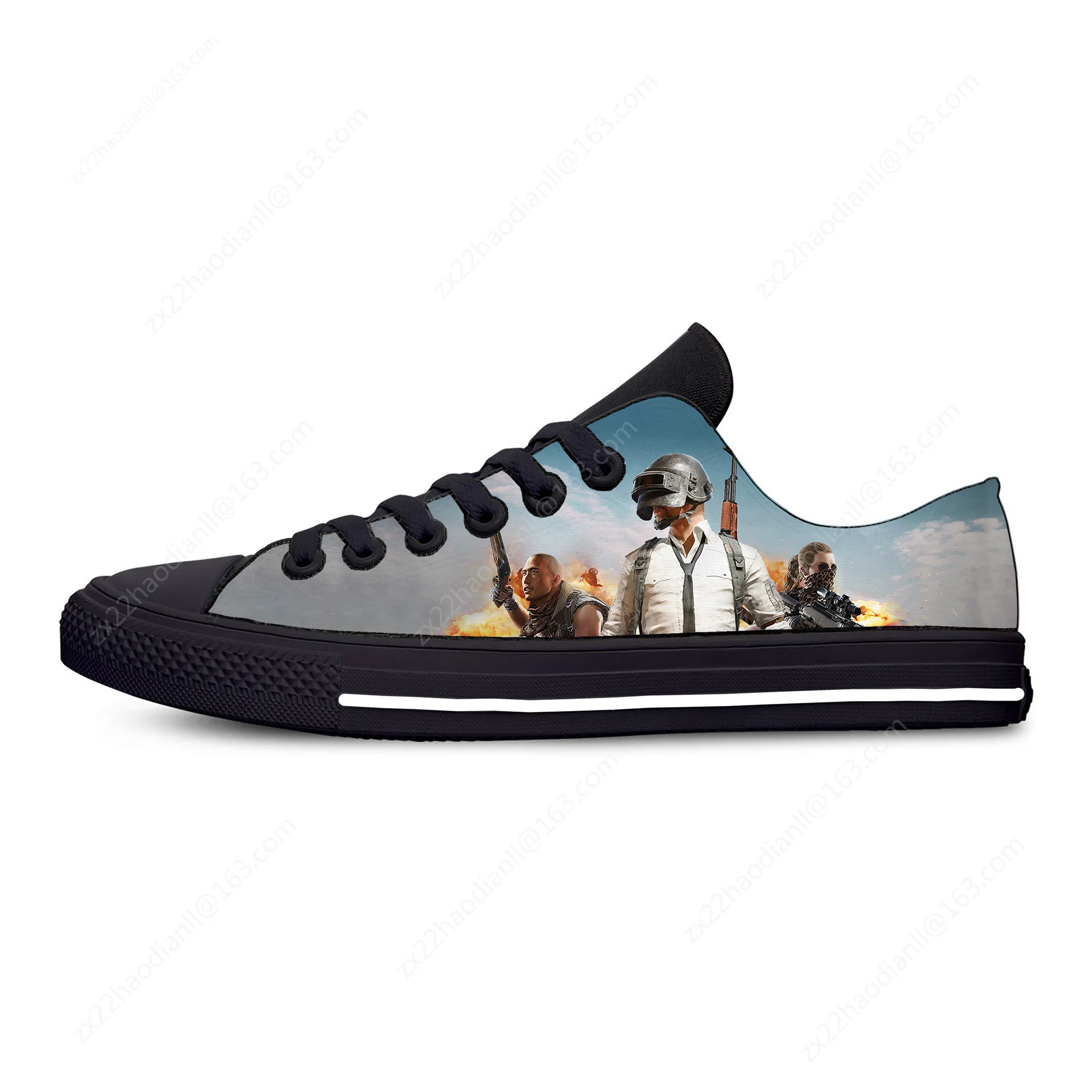 PlayerUnknown's Battlegrounds PUBG Game Cartoon Casual Cloth Shoes Low Top Lightweight Breathable 3D Print Men Sneakers
