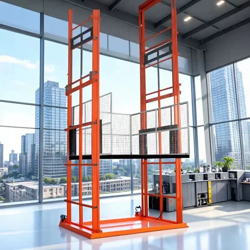 HCYHydraulic Rail-Type Freight Ladder Lift Platform for Small Freight, Workshop/Warehouse Loading and Unloading