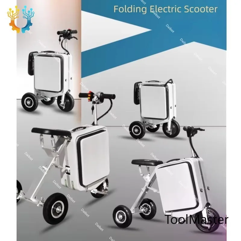 

【2026】Folding Mobility Scooter Portable Family For Adults With Child Seat Luggage Scooter Electric 300W Electric Tricycle For 2