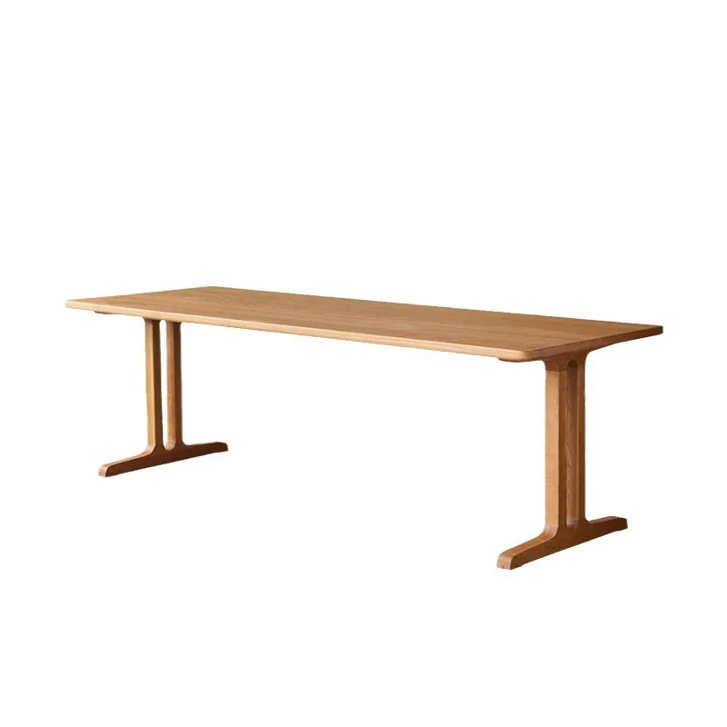 

Nordic geometry long desk workbench solid wood cherry wood dining table living room double desk