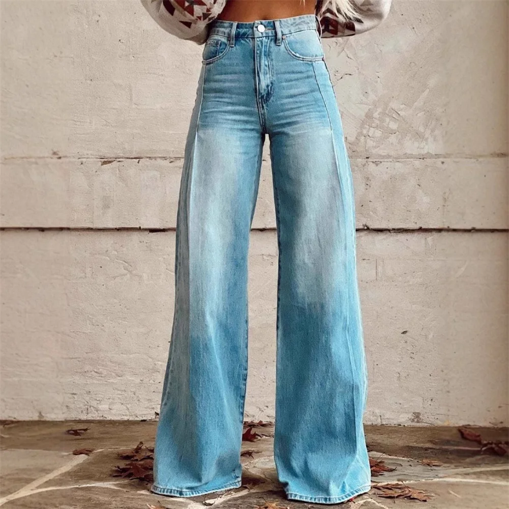 

2025 High Waisted Women Jeans Flare Pants High Street Loose Wide Leg Denim Pants Fashion Women Harajuku Y2k Loose Jeans