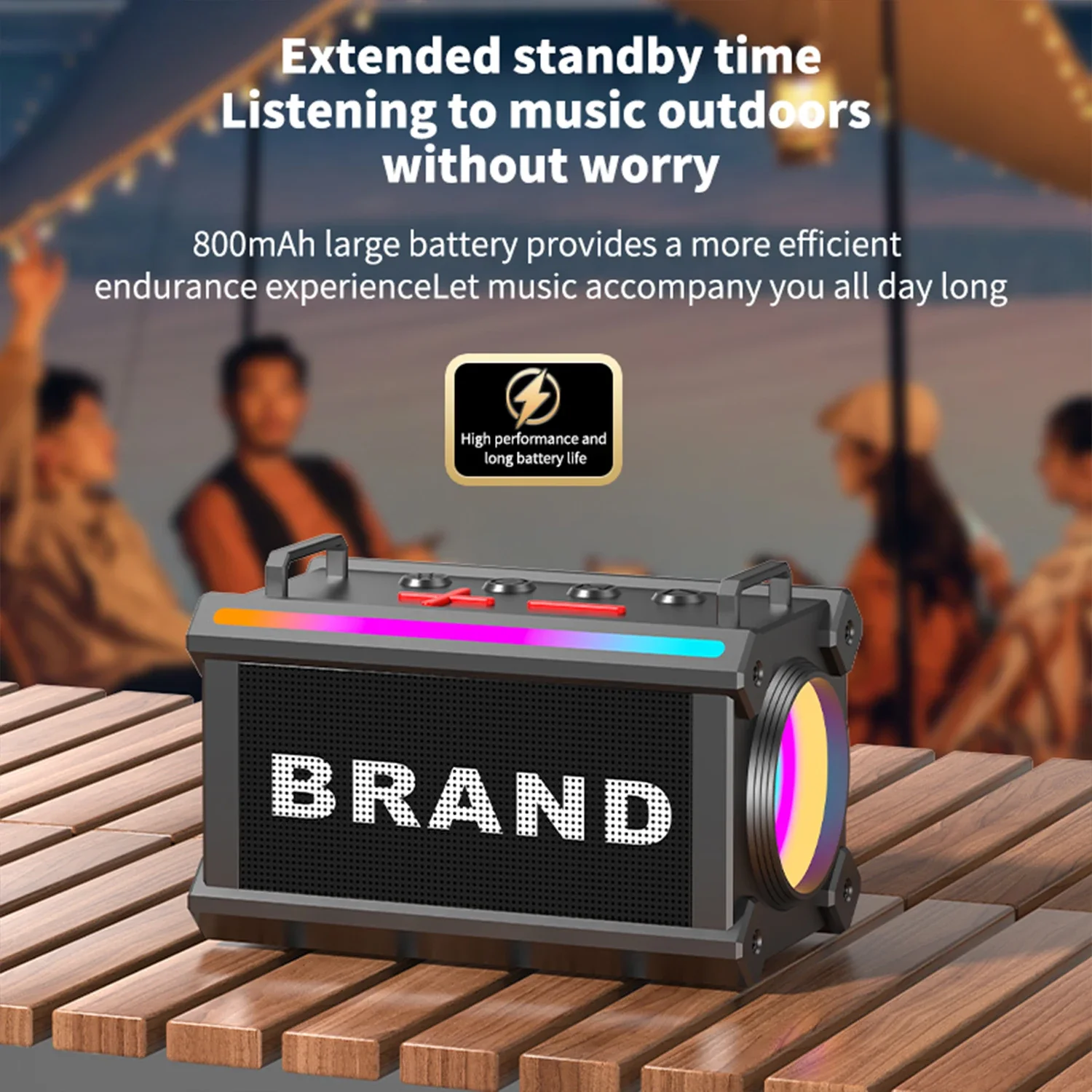 Alto-falante sem fio bluetooth portátil acampamento ao ar livre estéreo aprimorado chocante baixo subwoofer tws soundbox suporte usb tf play