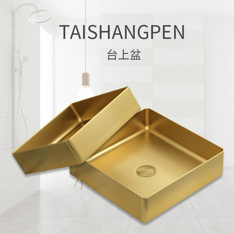 Xigang light luxury style stainless steel countertop basin home toilet washbasin single basin balcony