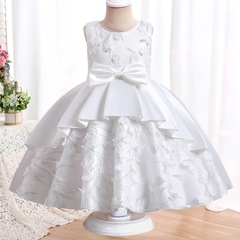 Flower Girl's wedding lace hollow sleeve party dress vestidos New Girl Princess's birthday party banquet shoulder strap dress