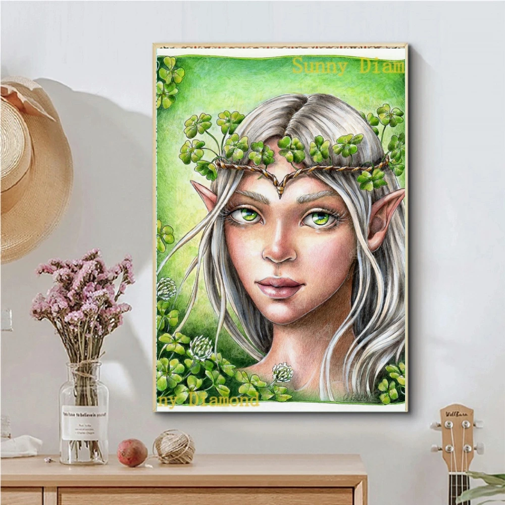 DIY 5d Diamond Painting Clover Fairy Cross Stitch Kits Full Drill Mosaic Embroidery Cartoon Gril Rhinestone Wall Art Home Decor