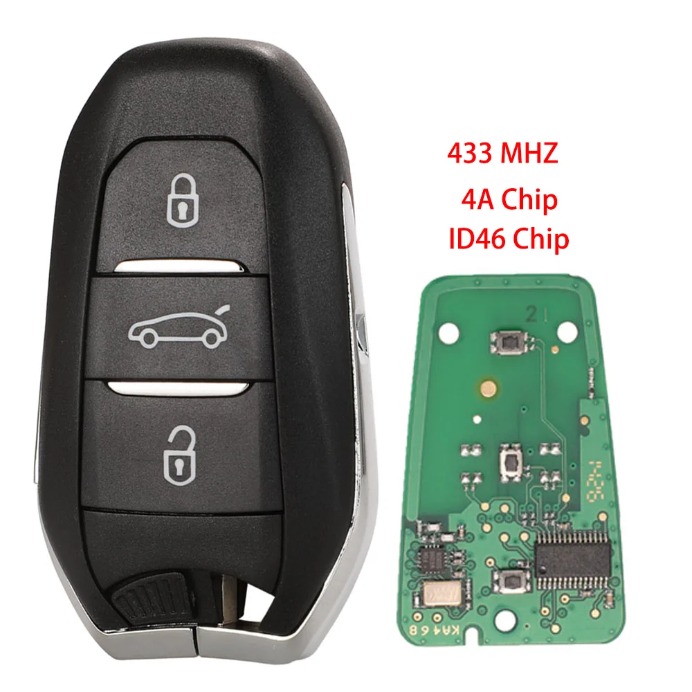 

Новый смарт-ключ Jingyuqin Keyless-Go HU83 VA2 433MHZ 4A ID46 PCF7945 для Peugeot 208 308 508 3008 Citroen C4 DS4 DS5 HITAG2