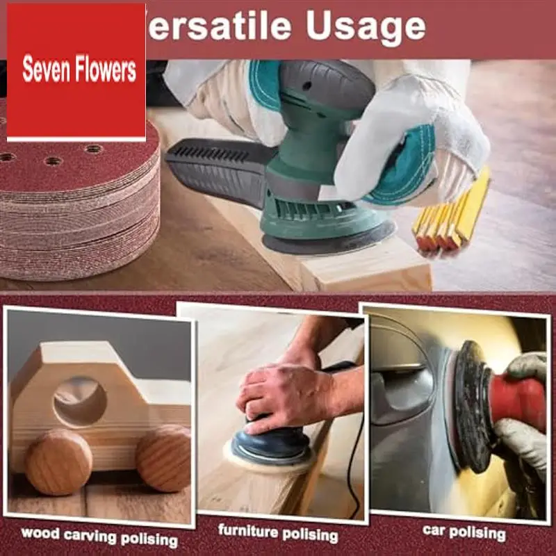 

160PCS 5Inch Sanding Disc,60/80/120/150/240/320/400/600Grit 8 Hole Hook And Loop Sandpaper,Sand Paper For Orbital Sander Durable