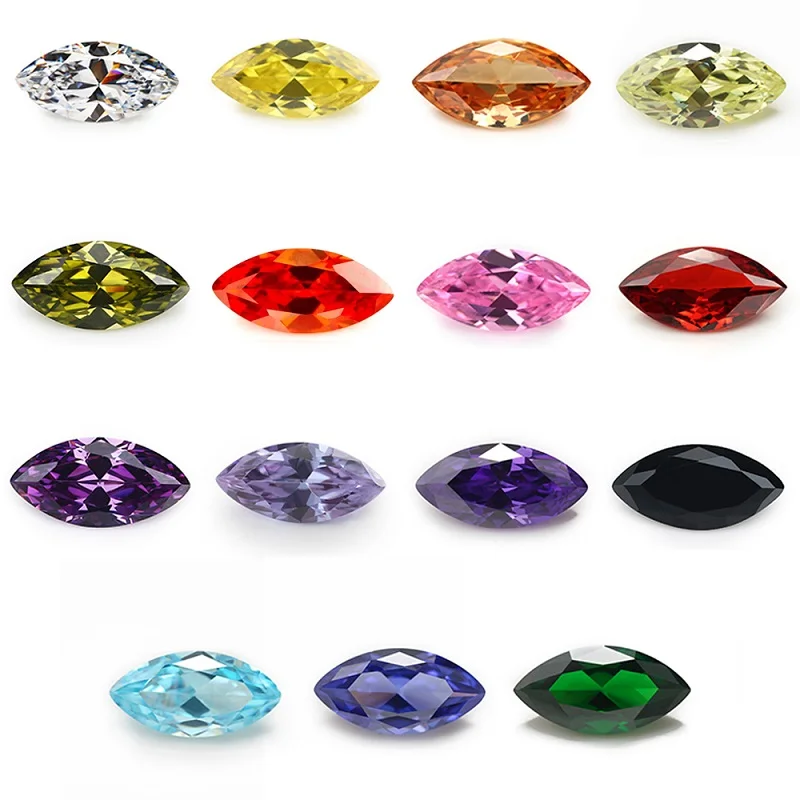 15 stücke cz 1 stücke pro farben lose kubischer zirkonia stein größe 4x8 ~ 6x12mm marquise form synthetische edelsteine – Detail 2