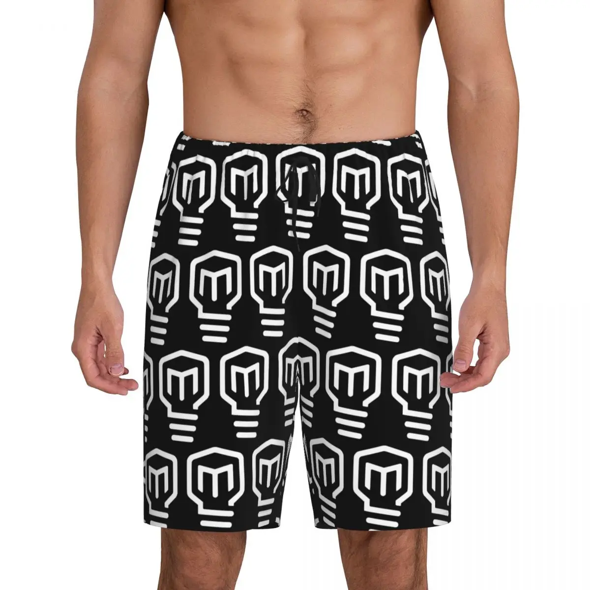 

Custom Mark Rober HD Logo Short Pajama Pants Men Sleepwear Sleep Lounge Bottom Shorts Sleeping Pants