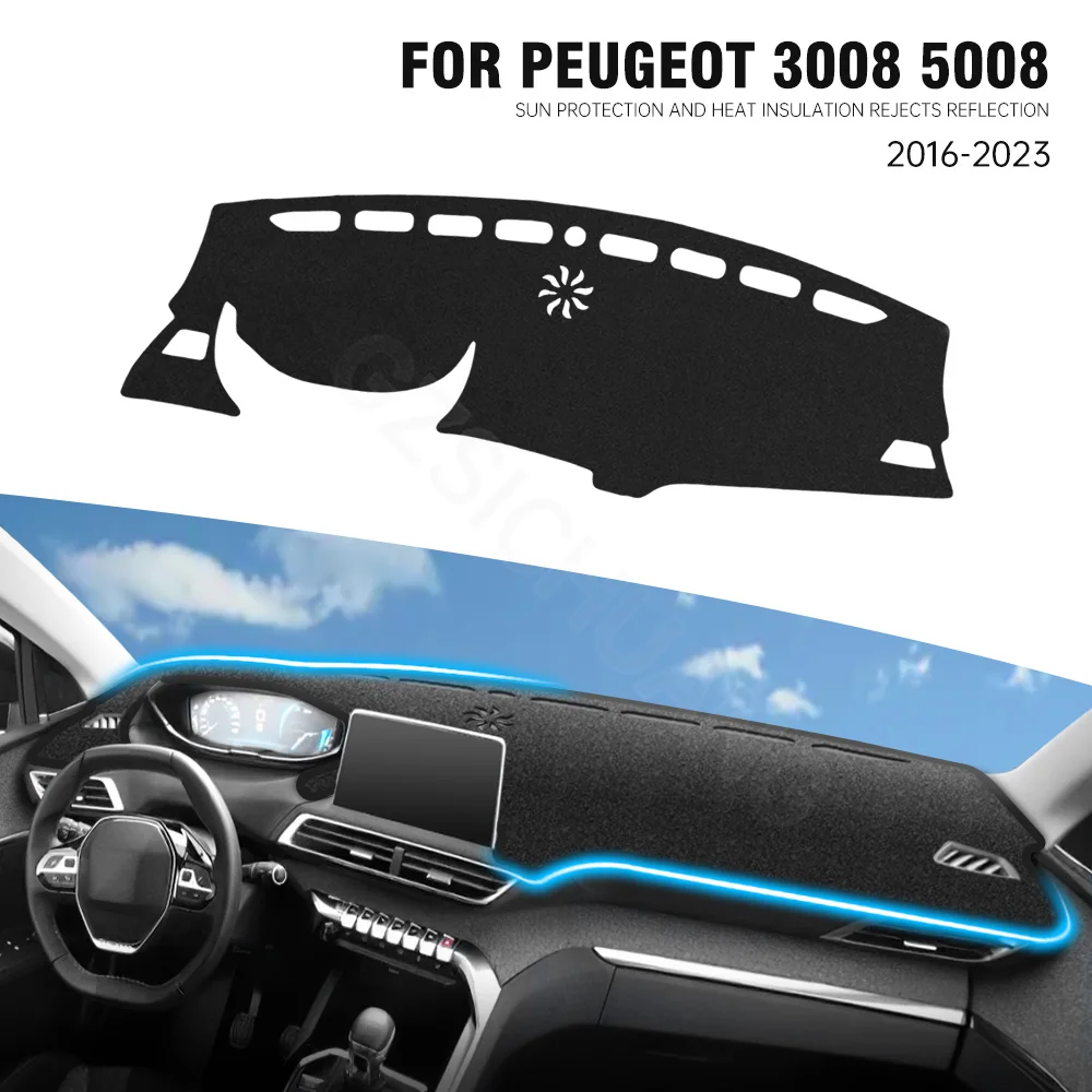 

Car Dashboard Sunshade Pad Instrument Panel Cover Insulation Pad For Peugeot 3008 5008 GT Hybrid 2016- 2023 Interior Accessories