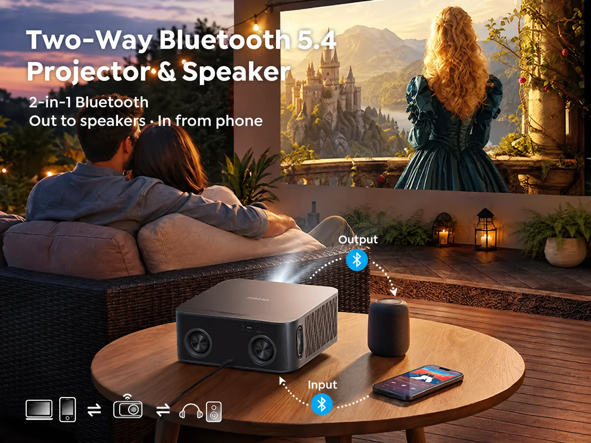 Toptro Projektor VIDAA 3000ANSI 4K Ultra HD Projektor WiFi 50W Dolby Heimkino Kino Gaming Outdoor Beam Smart Projektoren – Detail 9