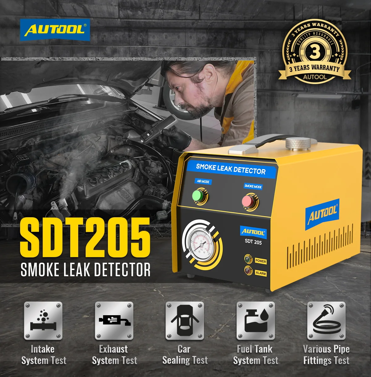 

AUTOOL SDT205 Automotive EVAP System Car Leak Detector Smoke Leakage Diagnostic Analyzer Wholesale