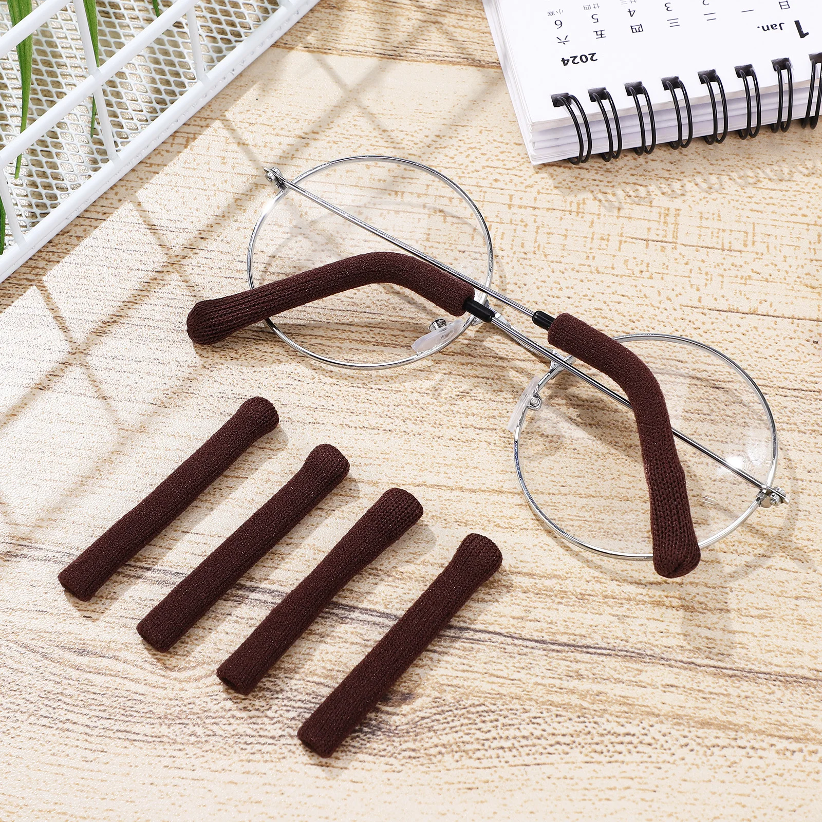 

3 Pairs Coffee Knitted Ear Pads Glasses Anti Slip Temple Tip Sleeve Soft Material Comfortable Long Lasting Easy Use Stylish