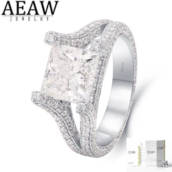Main Diamond 2.5ct HPHT CVD Lab Growm Diamond Ring 14K Gold Engagement Ring for Women Luxury Promise Gift