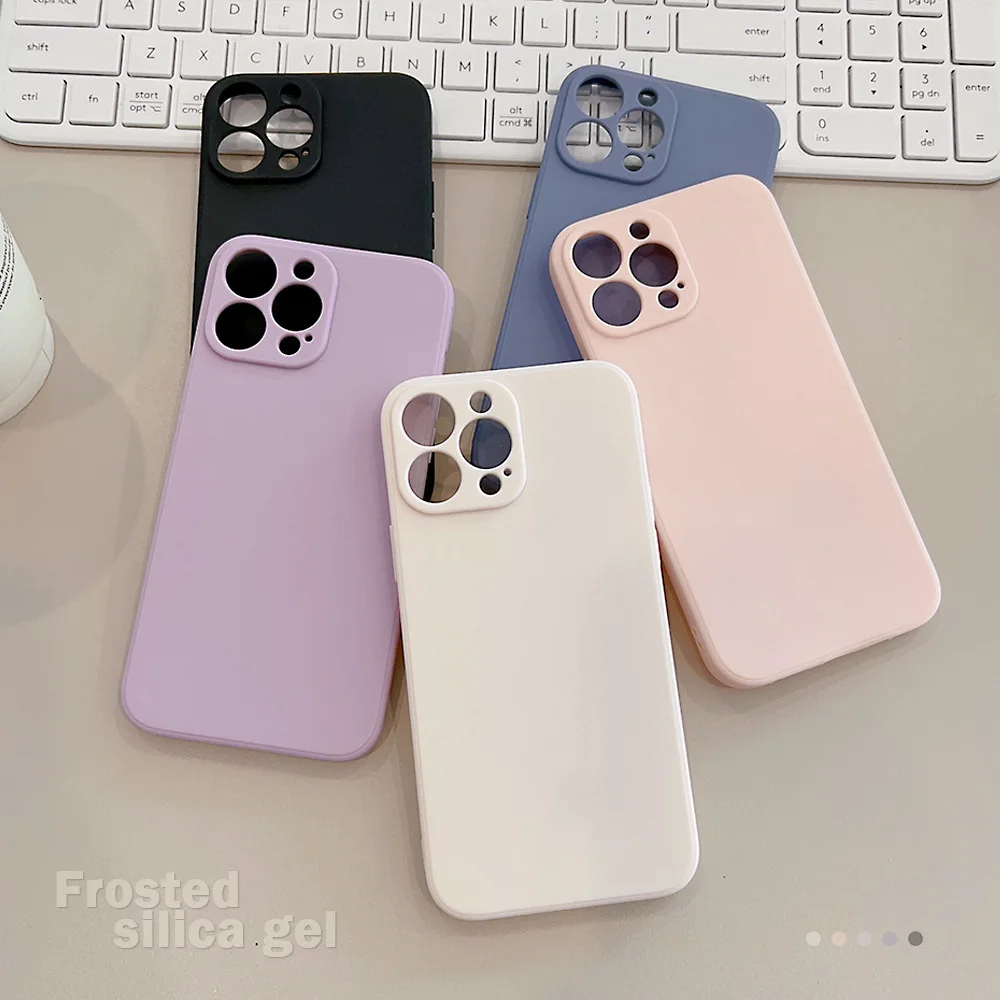 Soft Solid Color Silicone Matte Phone Case For iPhone 15 14 13 12 11 Pro Max X XS Max XR 8 7 Plus Mini Shockproof Bumper Cover