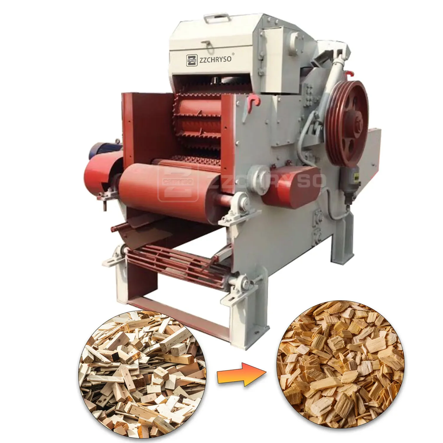 Automatic Large Size Palm Tree Leaf Shredder Log Crusher Wood Chipper Machine