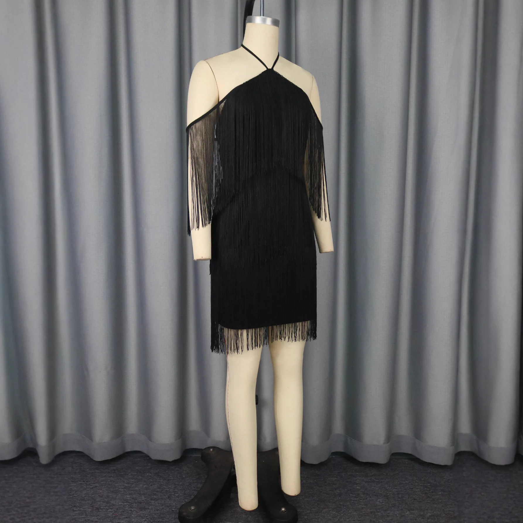 Sexy Strapless Off-shoulder Kwastje Jurk Zwart Slim Fit Bodycon Party Cocktailjurk Corset 2025, Zomerjurk Gewaad vestido Vrouwen