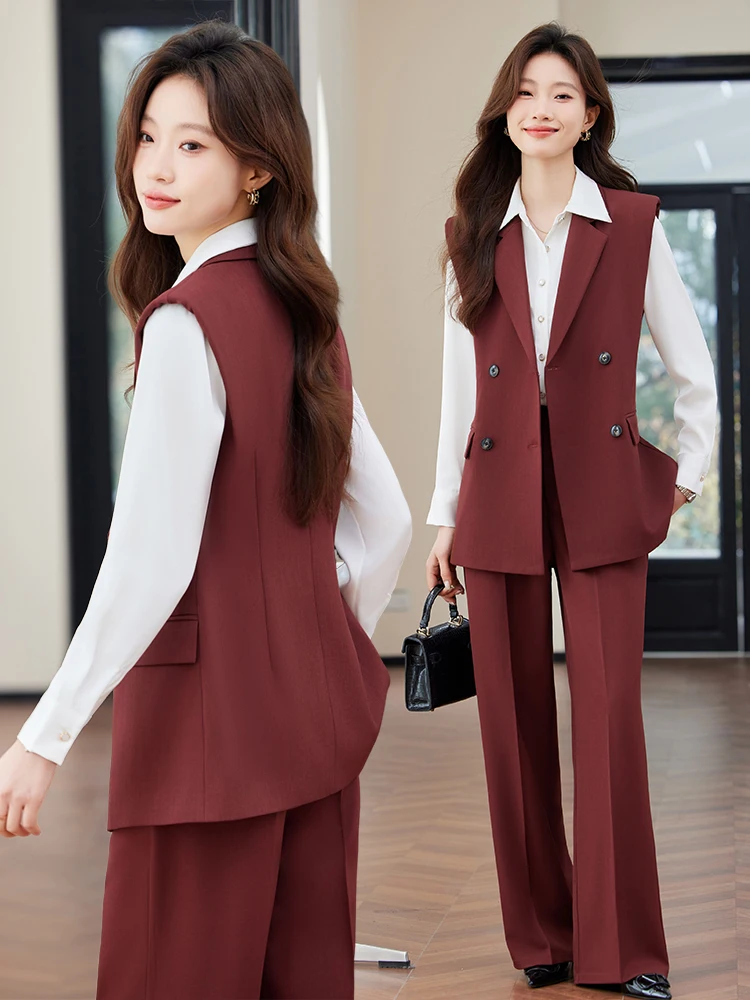 Angola Red Suit Vest Women's Summer 2026 New Super Popular High-End Casual Mid-Length Vest Set Spring Fashion Commute Style