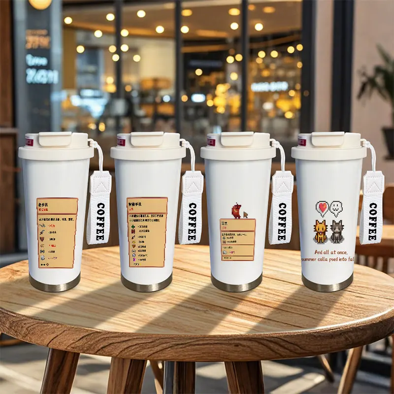 Große Kapazität Edelstahl Isolierte Wasserflasche Cartoon-Design Tragbarer Getränkebehälter für Kinder und Smartphones