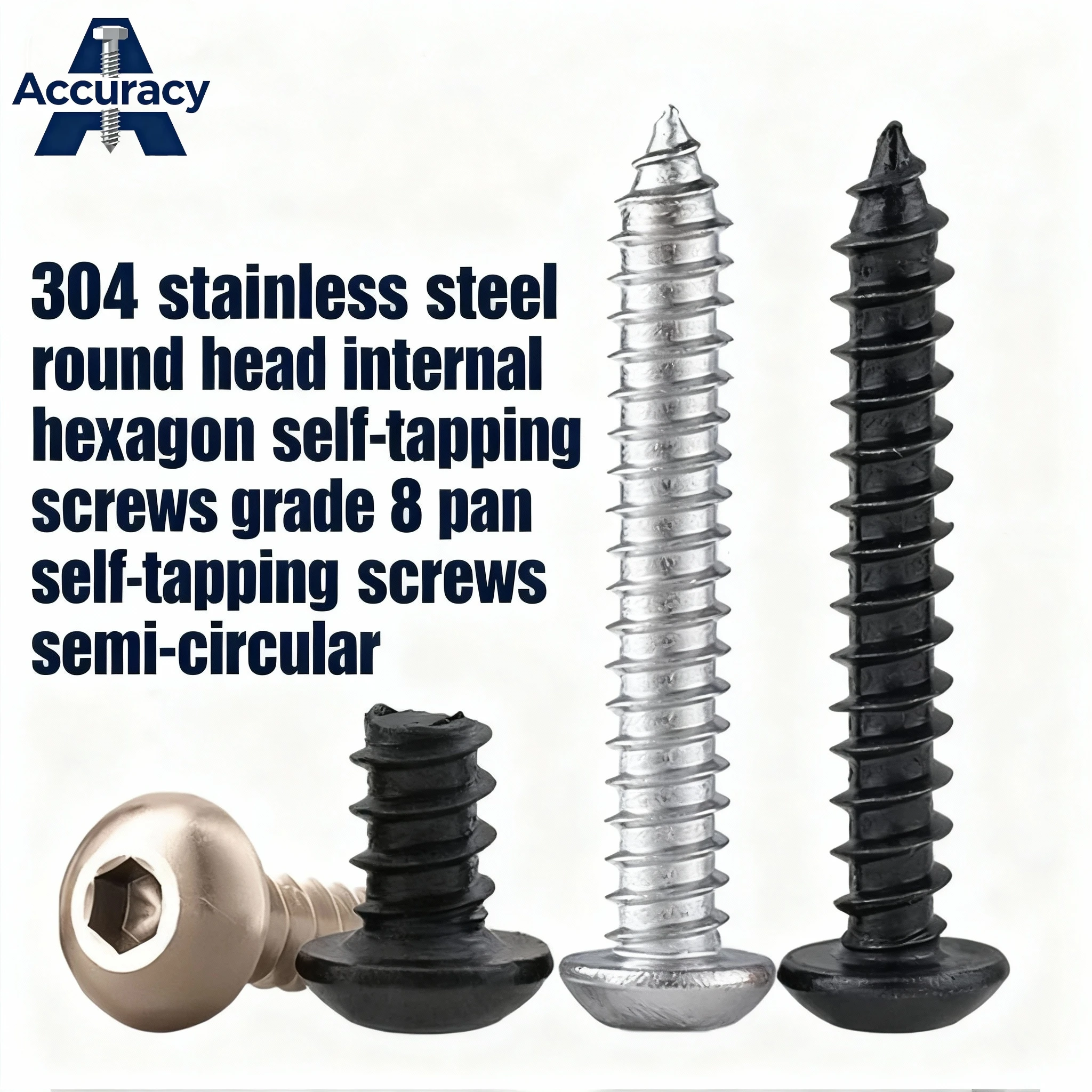 304 Stainless Steel Grade 8 Hex Socket Pan Head Self-Tapping Wood Screws