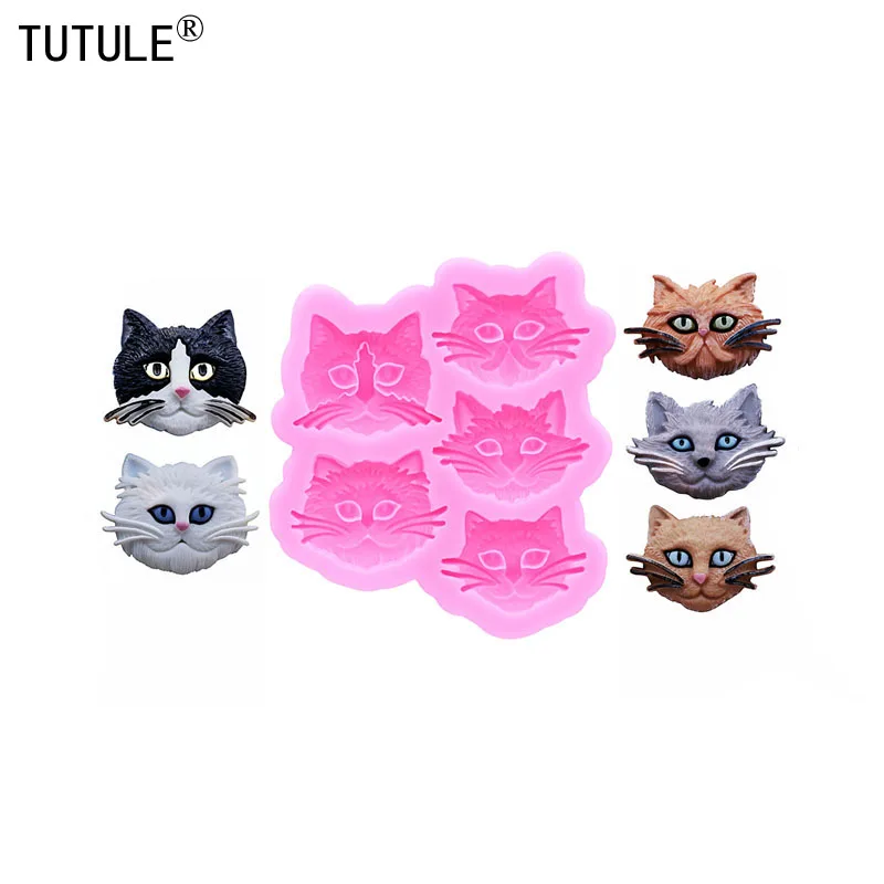 3D Cat Head Flip Candy Chocolate Cake Silicone Mould DIY Cat Head drop glue biżuteria Akcesoria żywica epoksydowa gliny Formy silikonowe
