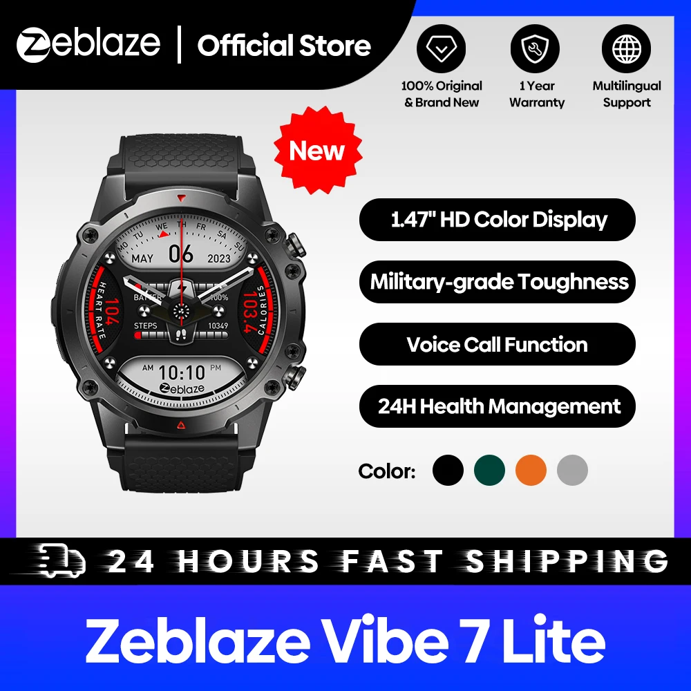 

[New 2023] Zeblaze Vibe 7 Lite Smart Watch Large 1.47'' IPS Display Voice Calling 100+ Sport Modes 24H Health Monitor Smartwatch