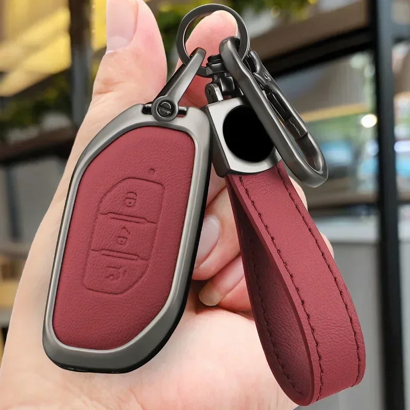 Zinc Alloy Leather Keychain Cover Key Bag Holder Chain Link For Dongfeng Fengxing Forthing T5 EVO 2021 Car Styling Accessories