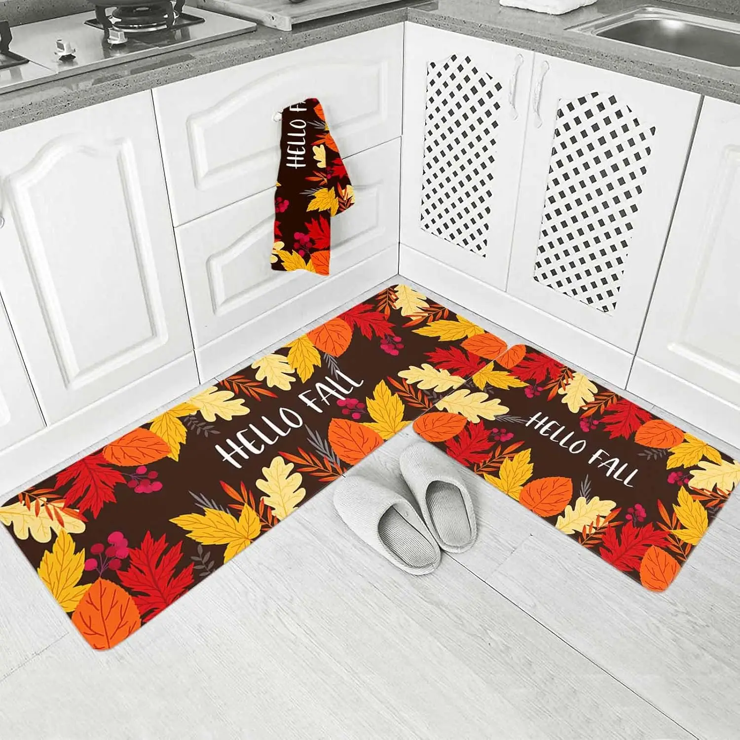 Fall Maple Leaf Kitchen Mat Home Decor Bedroom Bedside Floor Mat Welcome Entrance Doormat Corridor Balcony Rugs Bath Foot Mat