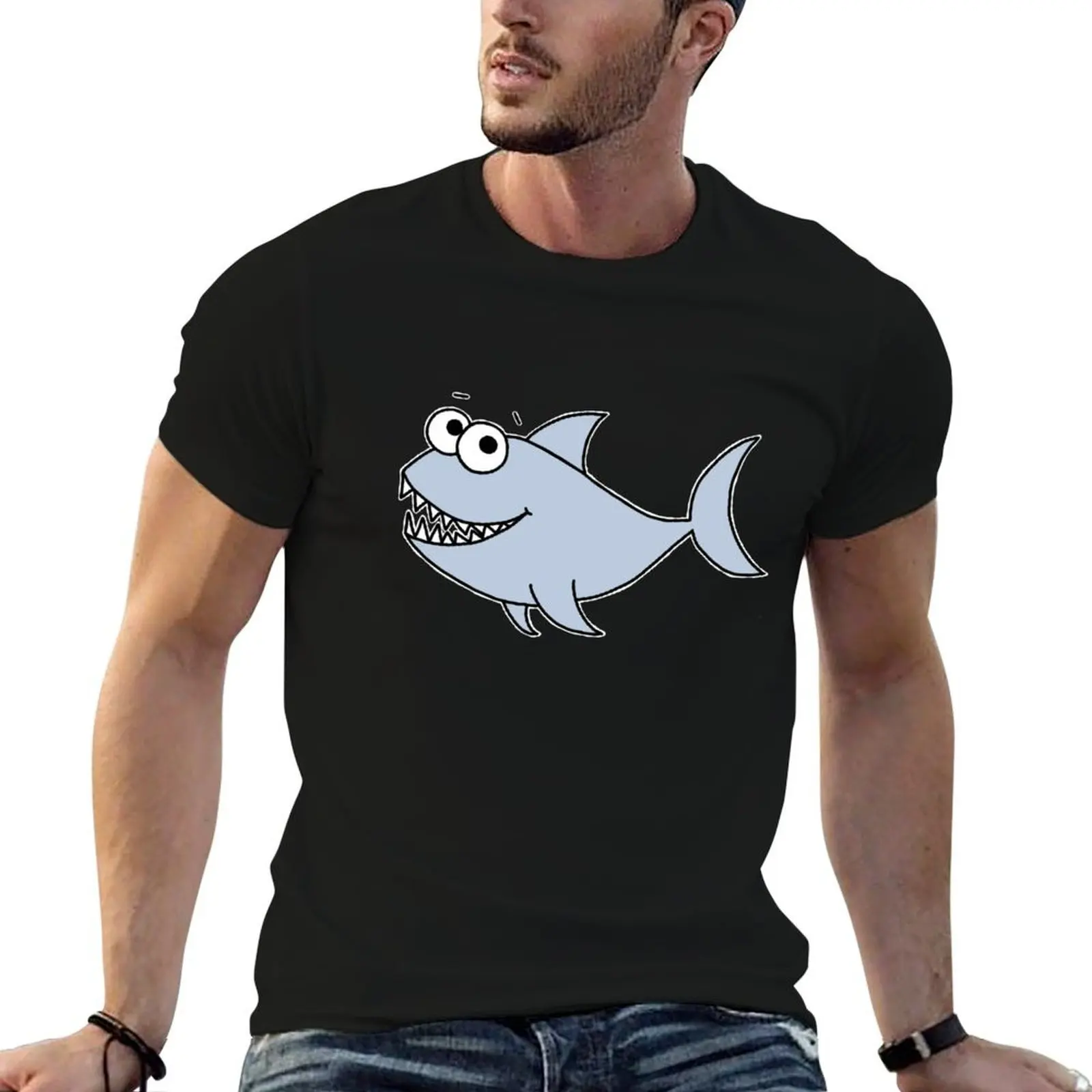 

Cute Happy Shark - on blue T-Shirt t shirt personalised mens graphic t shirts T-Shirt