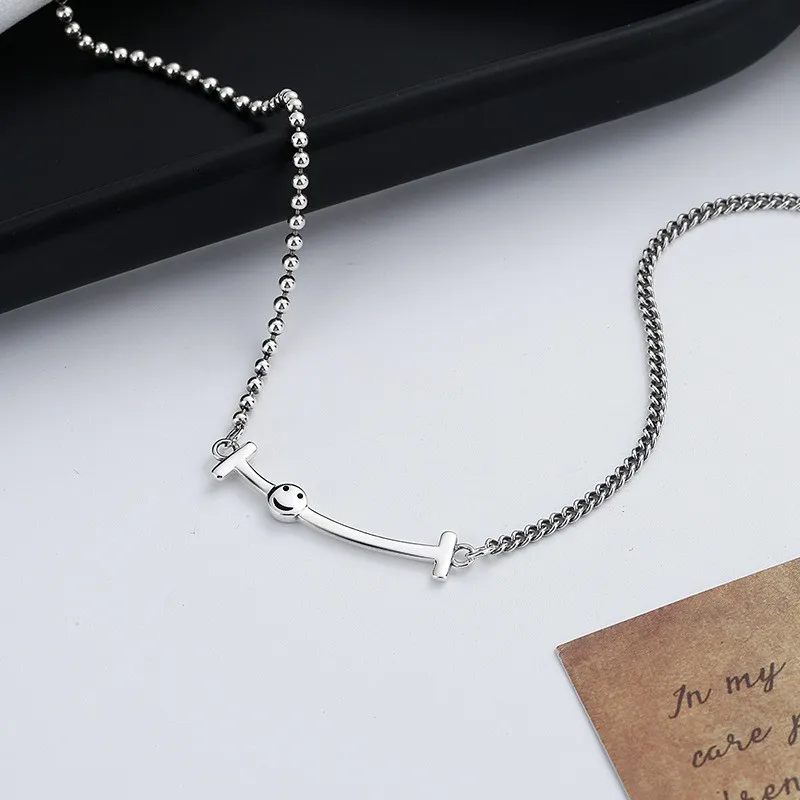 015L ZFSILVER 925 Sterling Silver Fashion Trendy Retro Luxury Hip-hop Simple Simle Face Necklace For Women Wedding Charm Jewelry