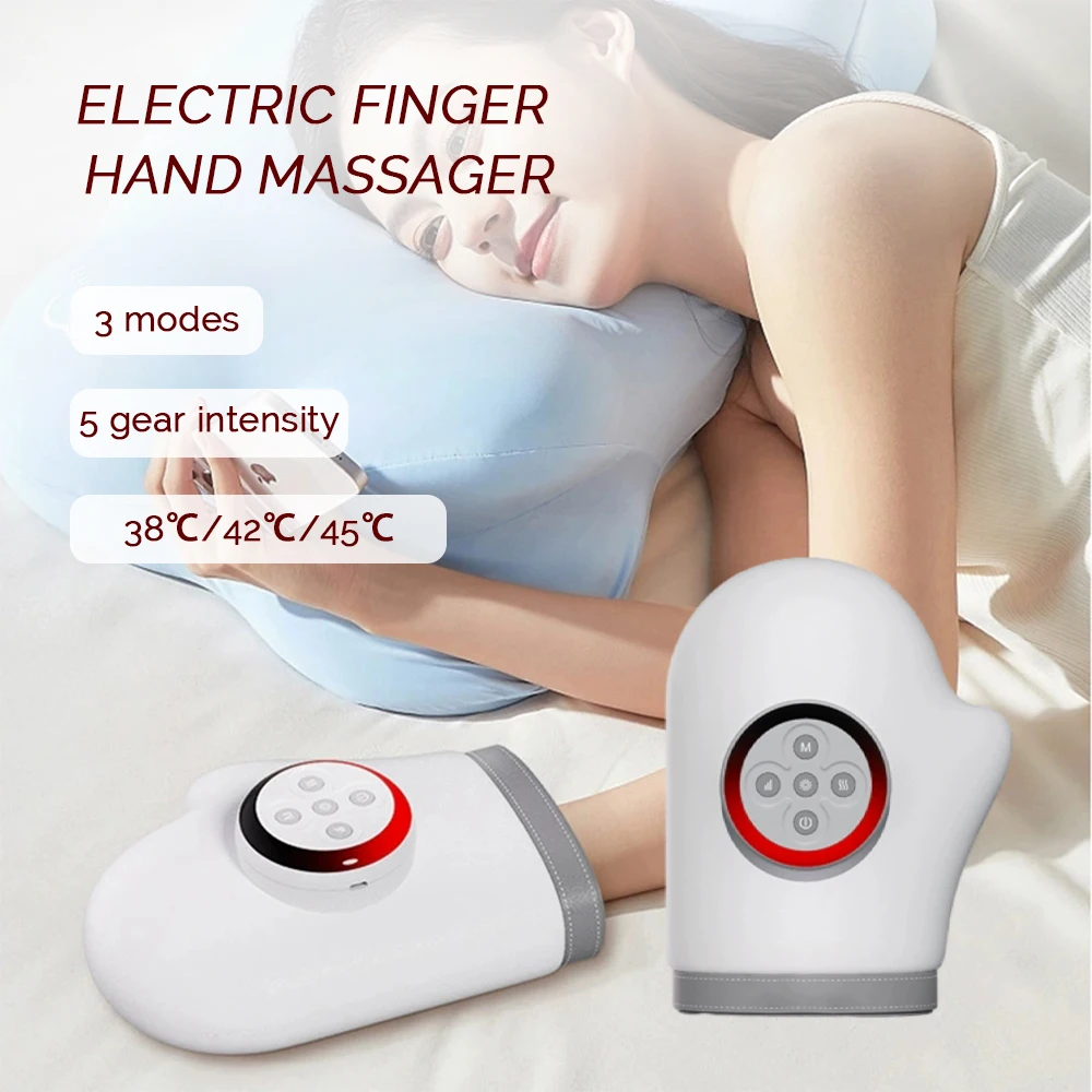 Elektrisches Finger-Handmassagegerät mit Airbag-Kompression, warme Heizung, kabelloses Handschuh-Massagegerät zur Entspannung der Handfläche