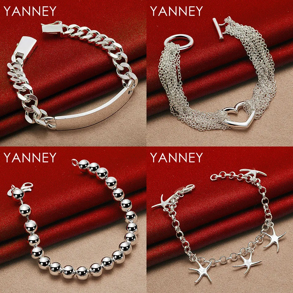 

Charm 925 Sterling Silver 8 Inch Delicate Round Bead Star Bracelet Women Fashion Jewelry Accessories Wedding Party